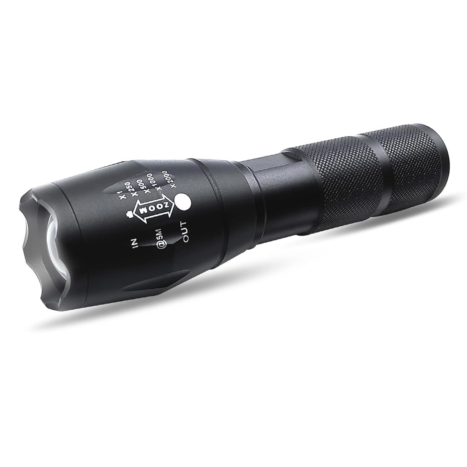 Aluminium LED Torch Zoomable Waterproof Camping Flashlight 5 Modes – No Battery