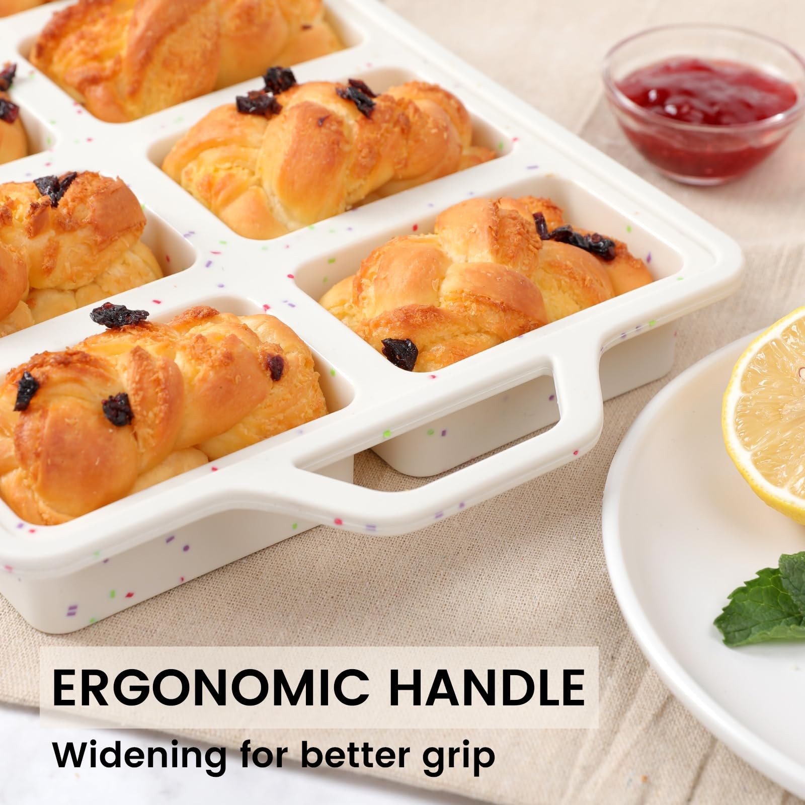 Vinino Silicone Mini Loaf Pans with Metal Reinforced Frame-1 Loaf, Cream