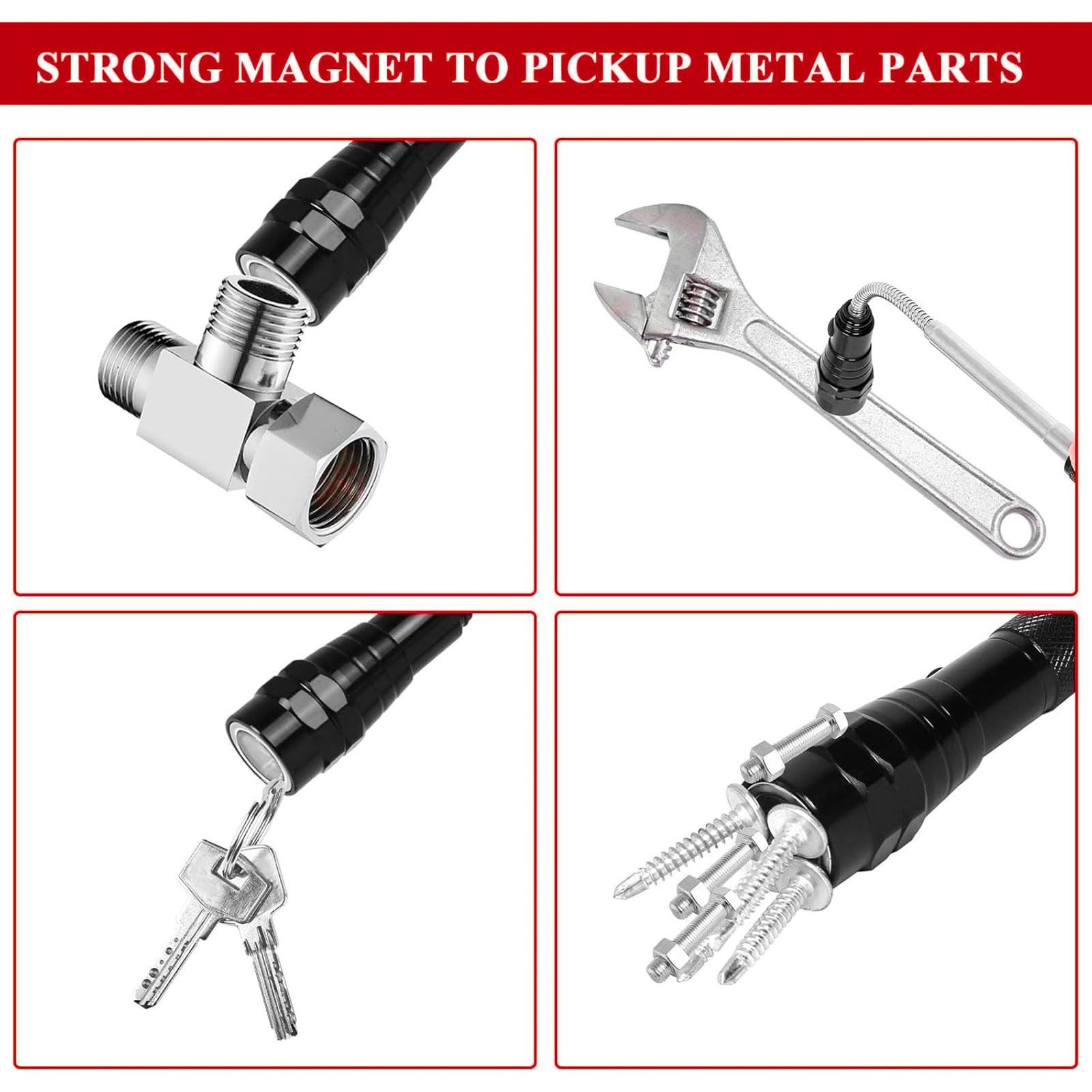 LED Magnetic Pickup Tools Telescoping Flashlights with Extendable Magnet Stick