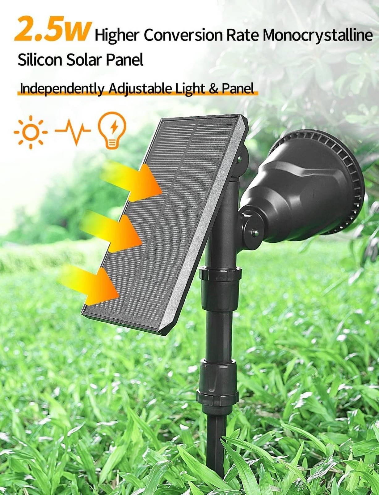 Solar Spot Lights Outdoor, 9 Color Modes, 18 LED Spotlight, 600LM Landscape L…