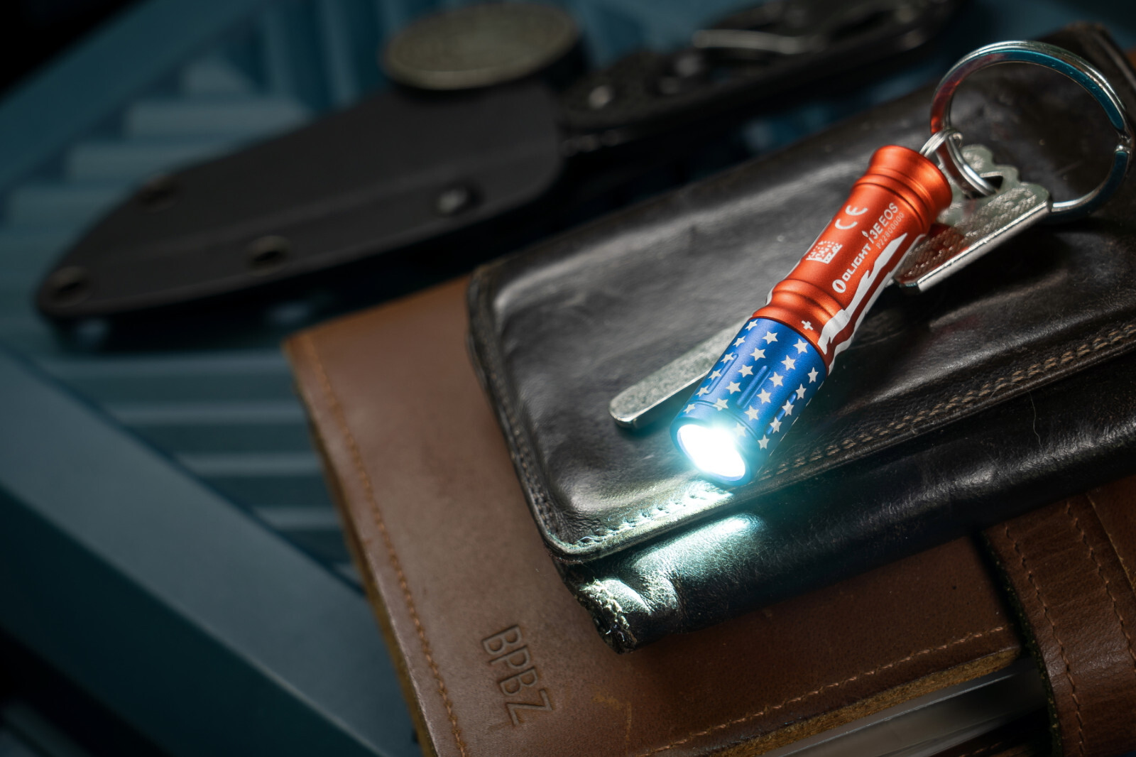 Olight I3E EOS Stars & Stripes Keychain Waterproof Flashlight, 90 Lumen