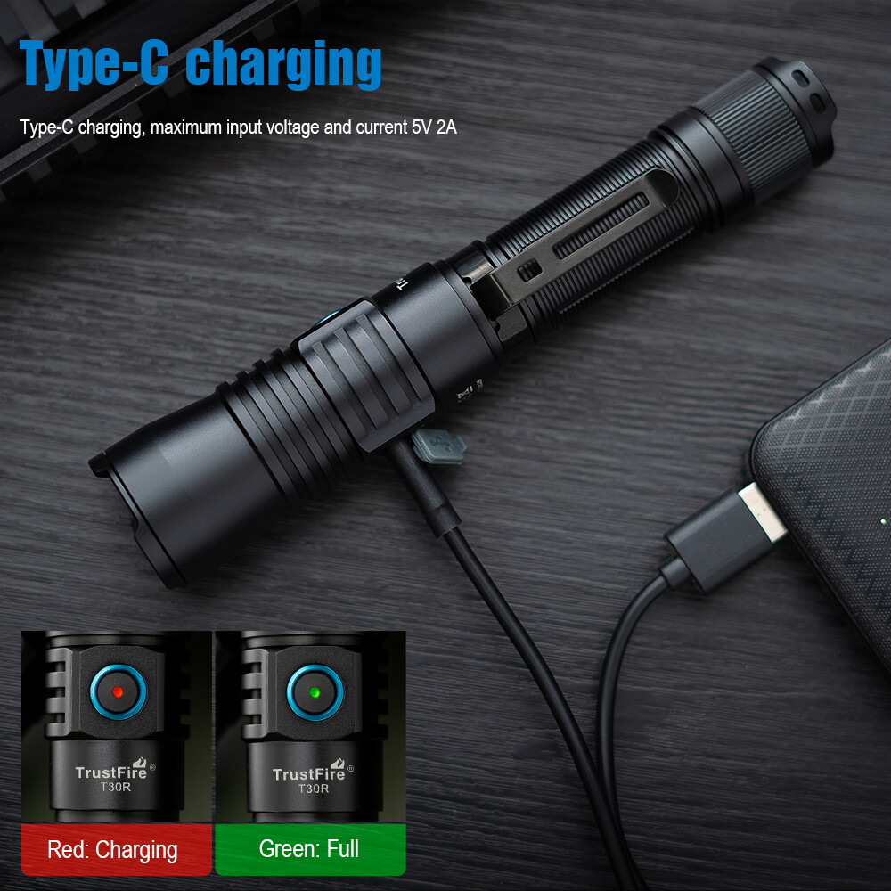 TrustFire T30R Tactical 1100Meter White Light LEP Flashlight LEP Torch 460LM US