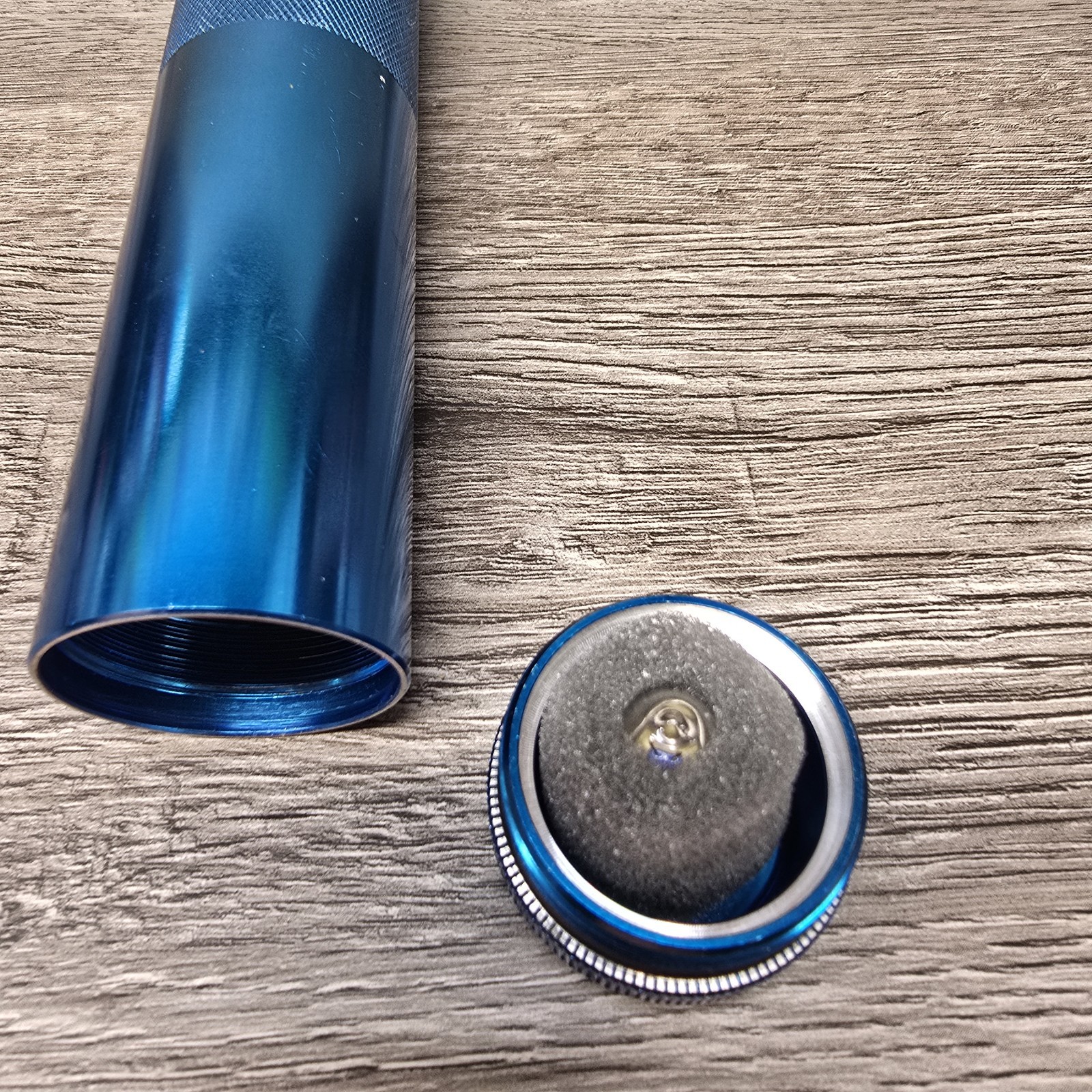 Maglite Flashlight Tested Working Blue Aluminum 3 D Cell Extra Bulb Included
