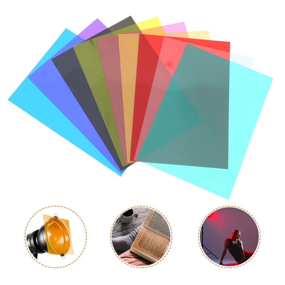 9 Pcs Color Film for Lights Transparency Filters Photography Lighting Gels