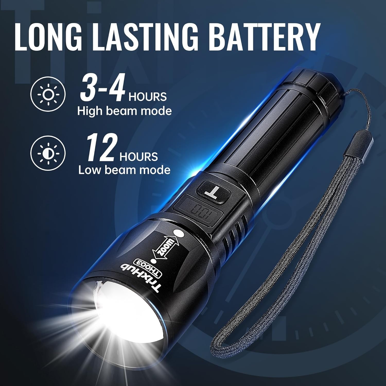 Ultra Bright Rechargeable LED Flashlight Set with Digital Display