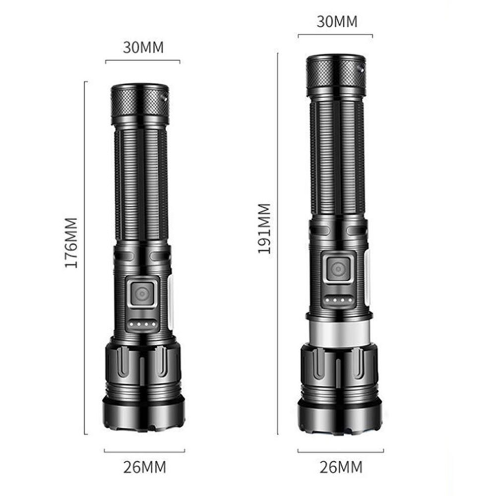 LED Flashlight Super Bright USB Rechargeable Tactical Torch Zoomable Searchlight