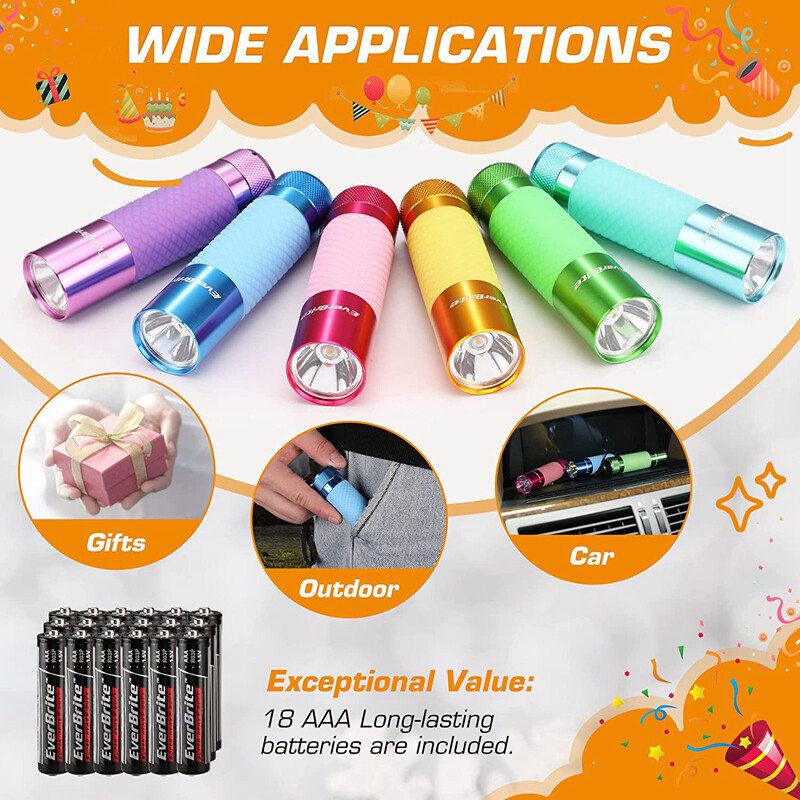 EverBrite 3Pack/6Pack/9Pack Mini LED Aluminum Flashlight Glow IN Dark Flashlight