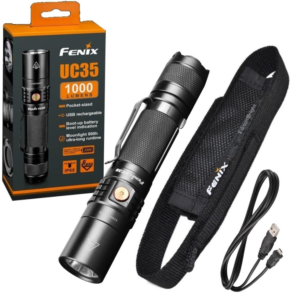 FENIX UC35 V2.0 1000 Lumens USB rechargeable LED tactical Flashlight w/batt