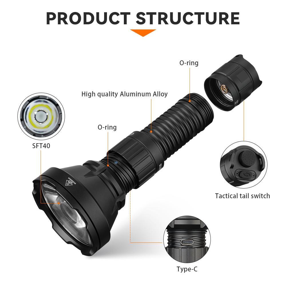 Sofirn Sf26 21700 Tactical Flashlight 2000lm 964m Long-range USB C Rechargeable