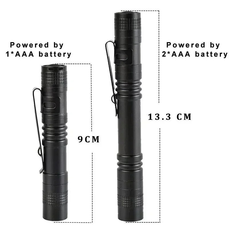 Mini Portable LED Flashlight Powered by AAA Battery with Pen Clip