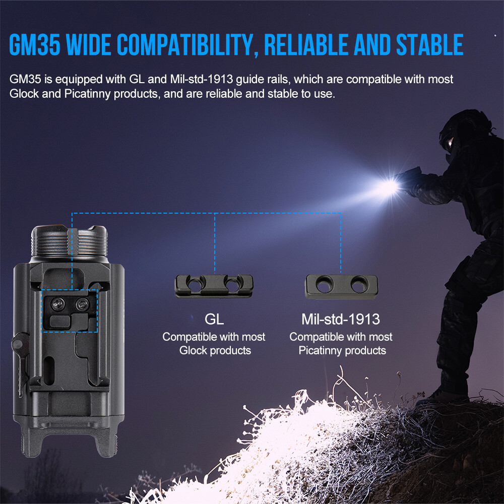 TrustFire GM35 Compact Led Flashlight Rechargeable Handgun Tactical Pistol Light