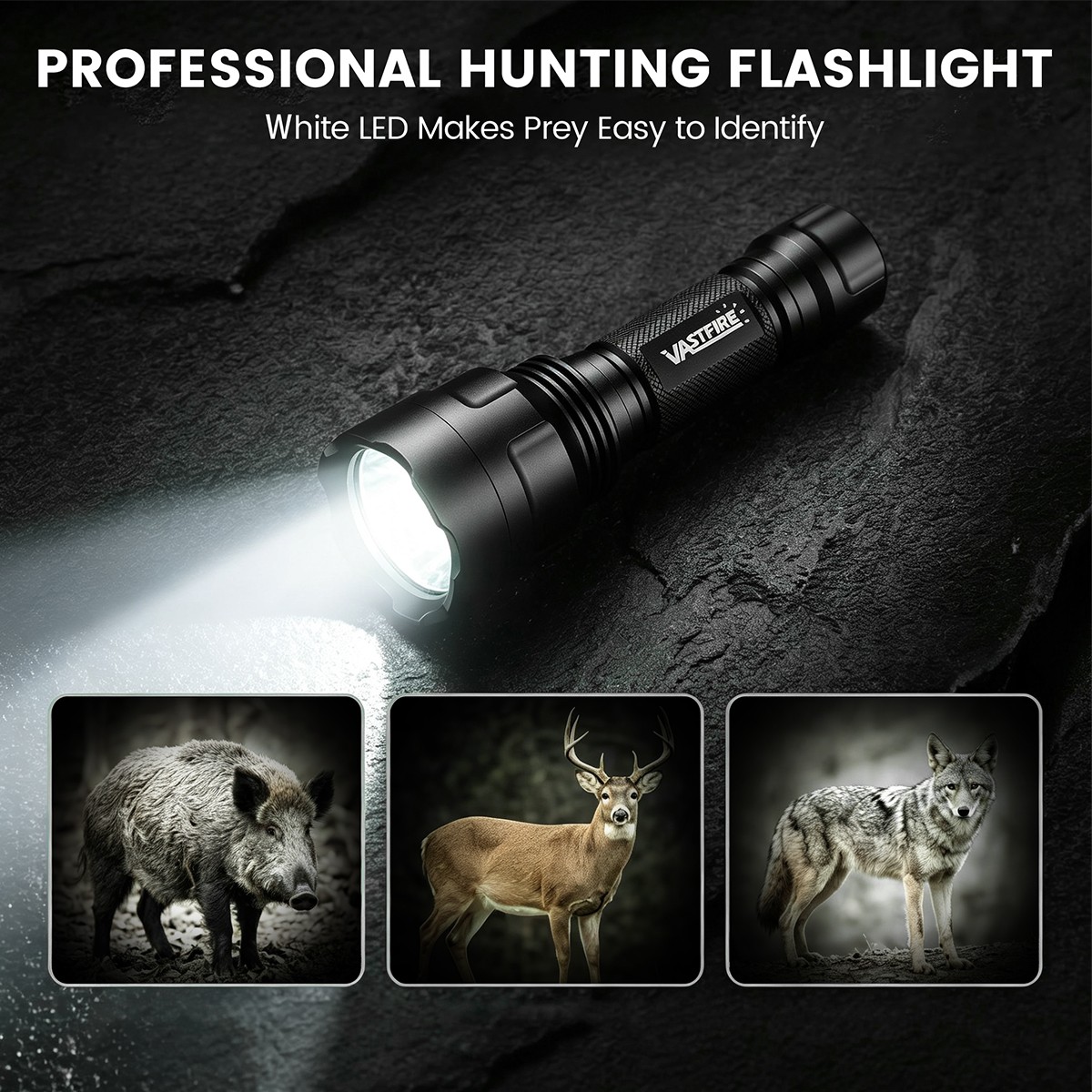 500Yards LED Flashlight Hunting Night Light Torch With Scope Mount 20mm Rail