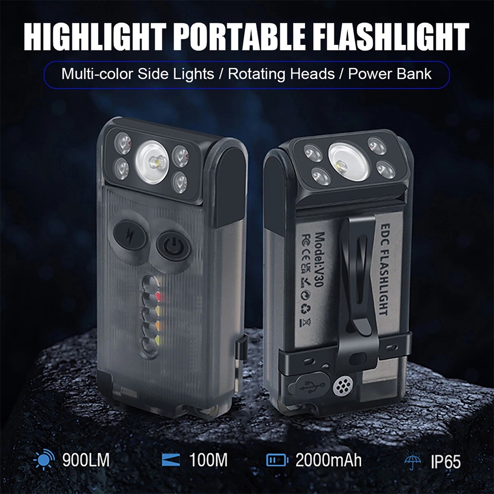Rechargeable Flashlight, 900 Lumens Portable Light for EDC Camping, Emergency
