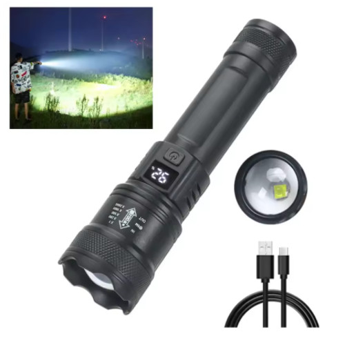 Rechargeable LED Flashlight High Power – Long Range Torch 5000M – 10000mAh