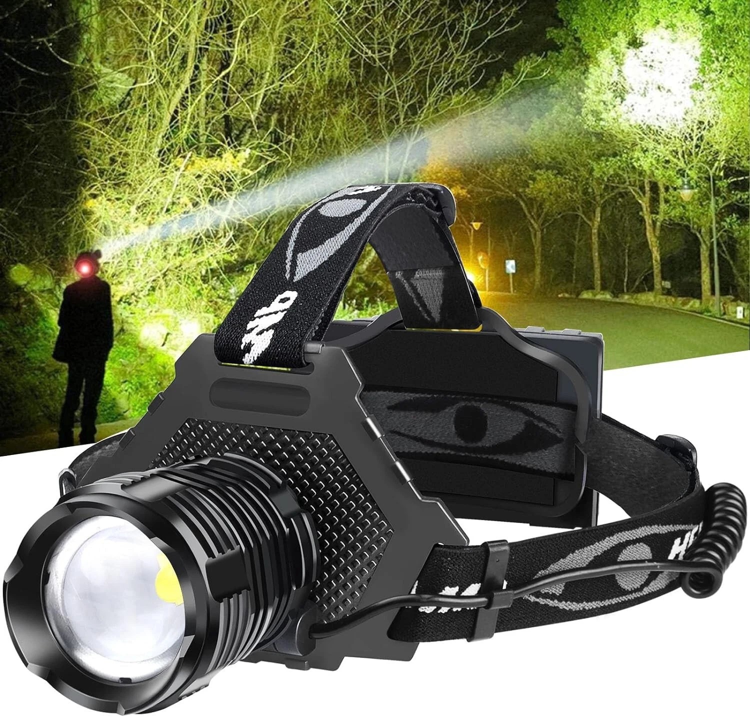 1-4Pack 100000 Lumen Super Bright Head Lamp Rechargeable LED Headlamp Flashlight