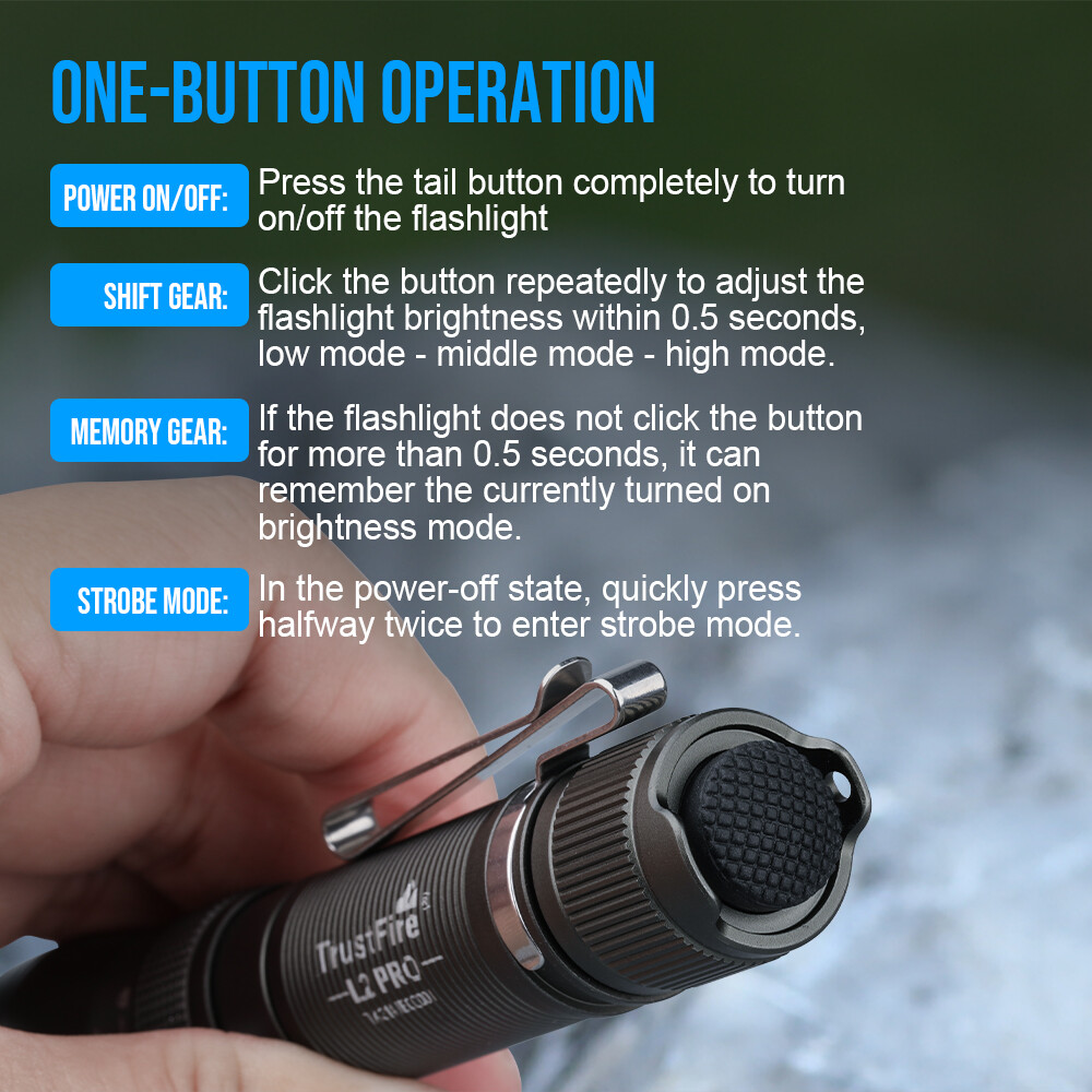 Trustfire L2Pro Led Tactical Flashlight 1100Lumen LED Working Torch IPX6 Black X