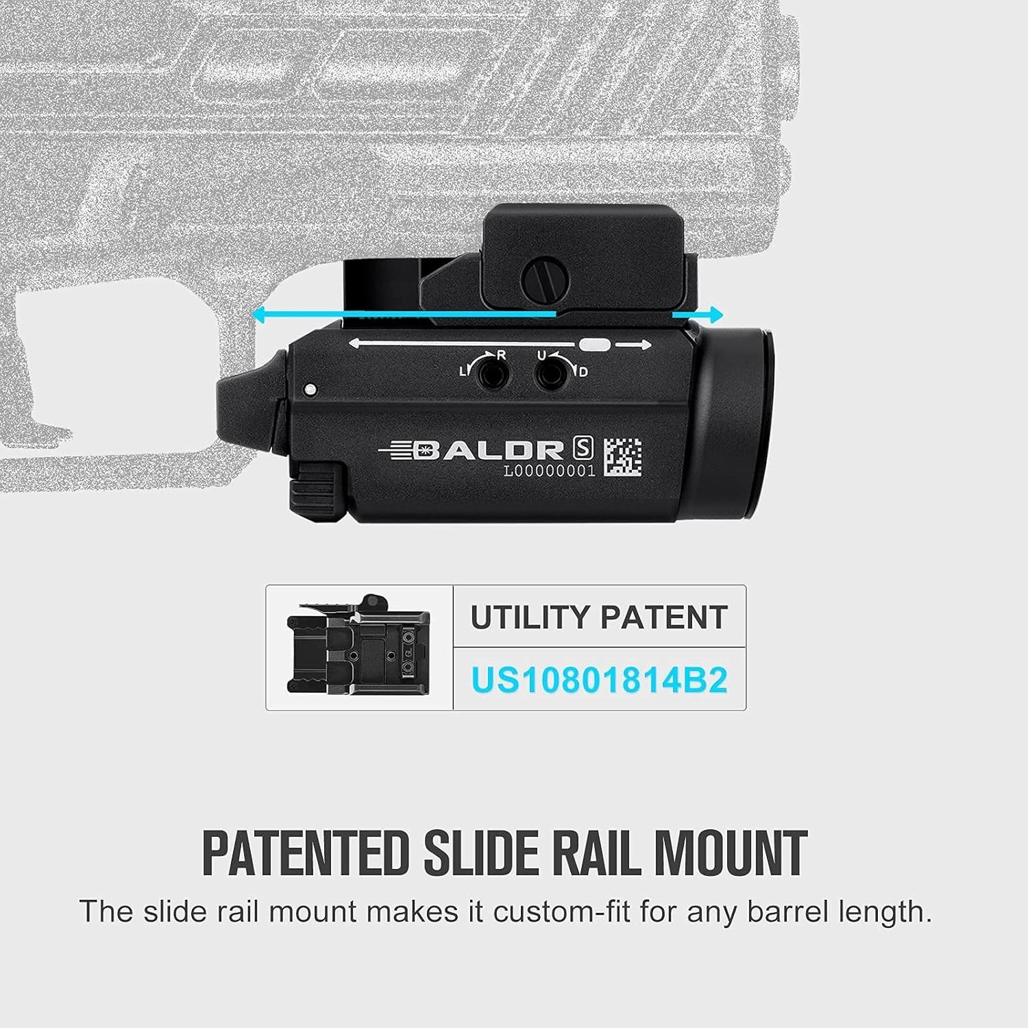 Baldr S 800 Lumens Compact Rail Mount Weaponlight W/ Green Beam & White LED