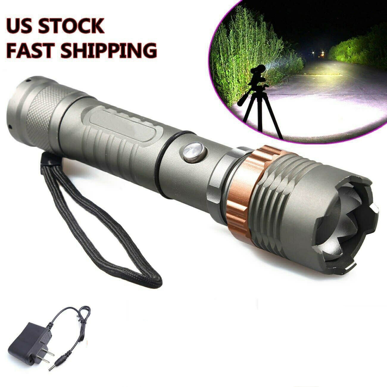 Rechargeable LED Flashlight Tactical Police Super Bright Torch Zoomable