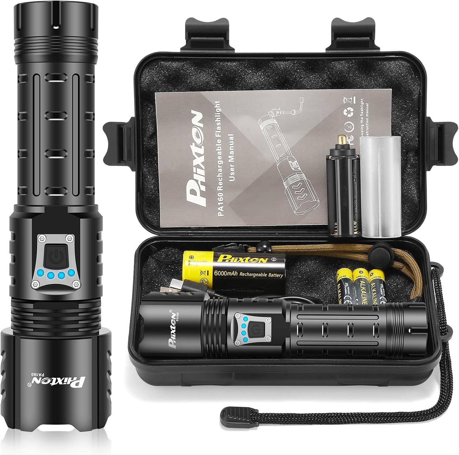 Rechargeable Flashlights High Lumens 100000 Super Bright Long Range 3280FT, L…