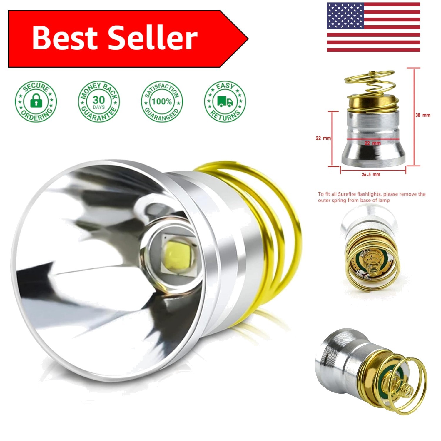 Ultra Bright 1200 Lumens P60 LED Drop-in Module for Flashlight Replacement