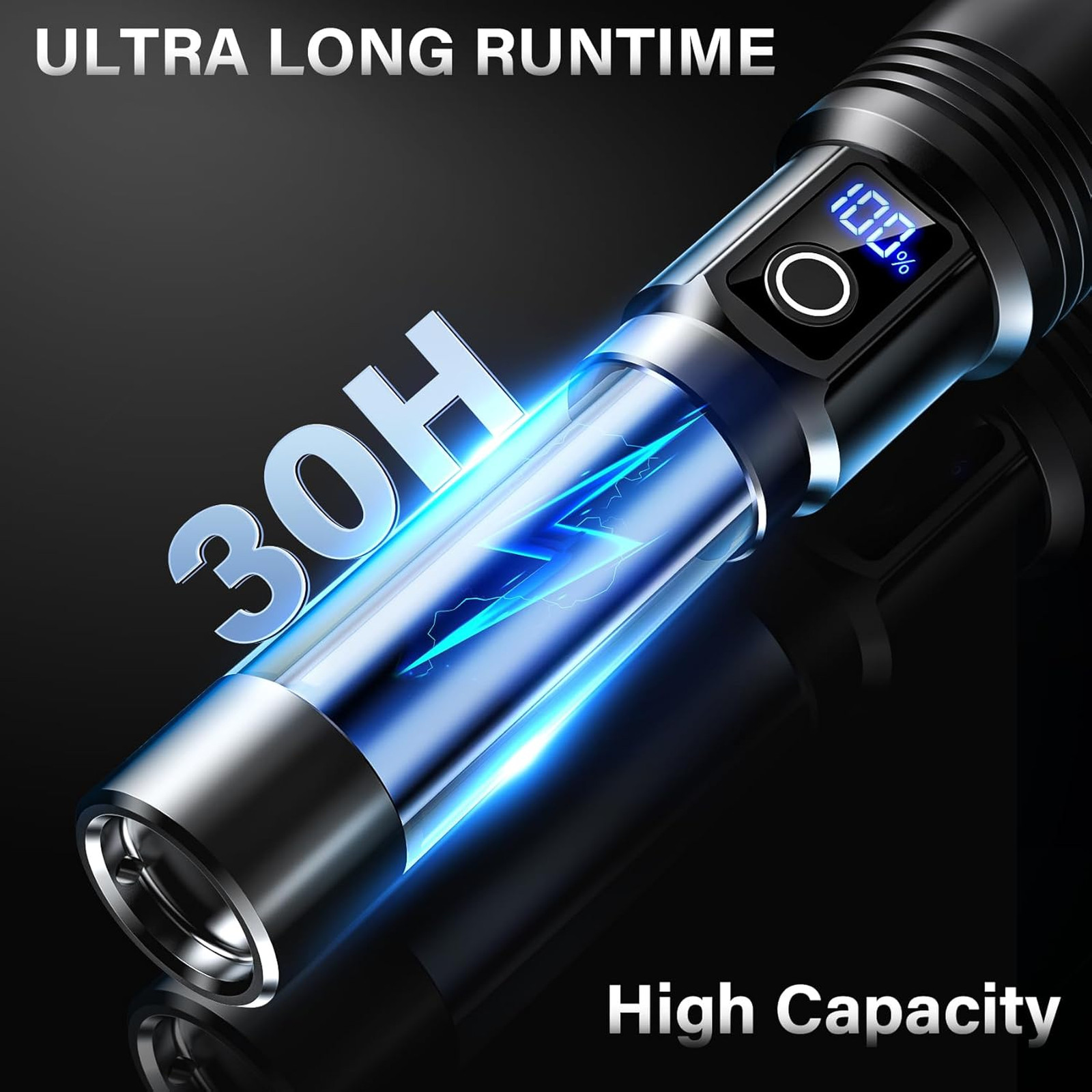 Rechargeable LED Flashlight High Lumens Portable Zoomable Tactical Light with 6