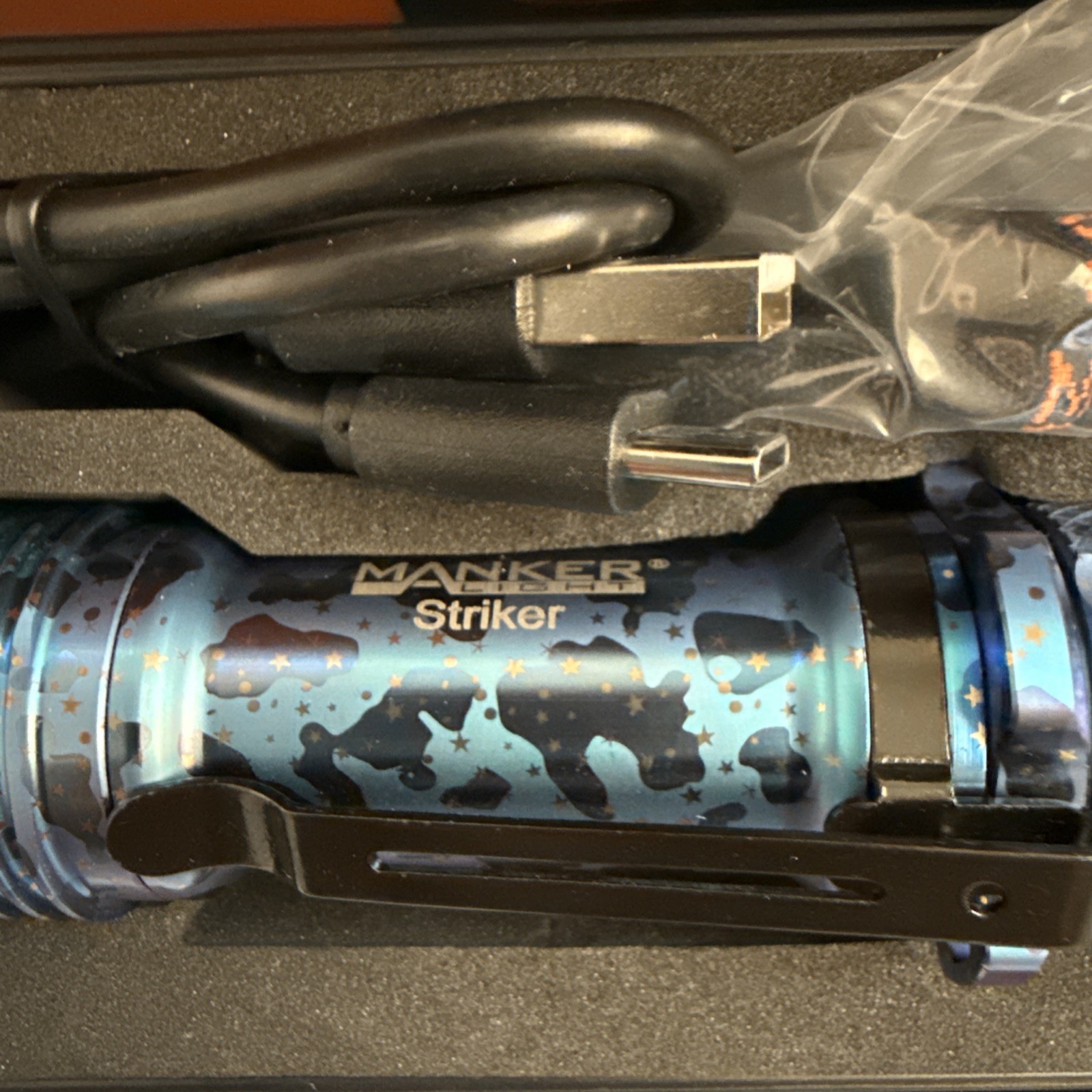Manker Striker Ti Limited Edition Blue Tactical Flashlight USB-C 2300LM