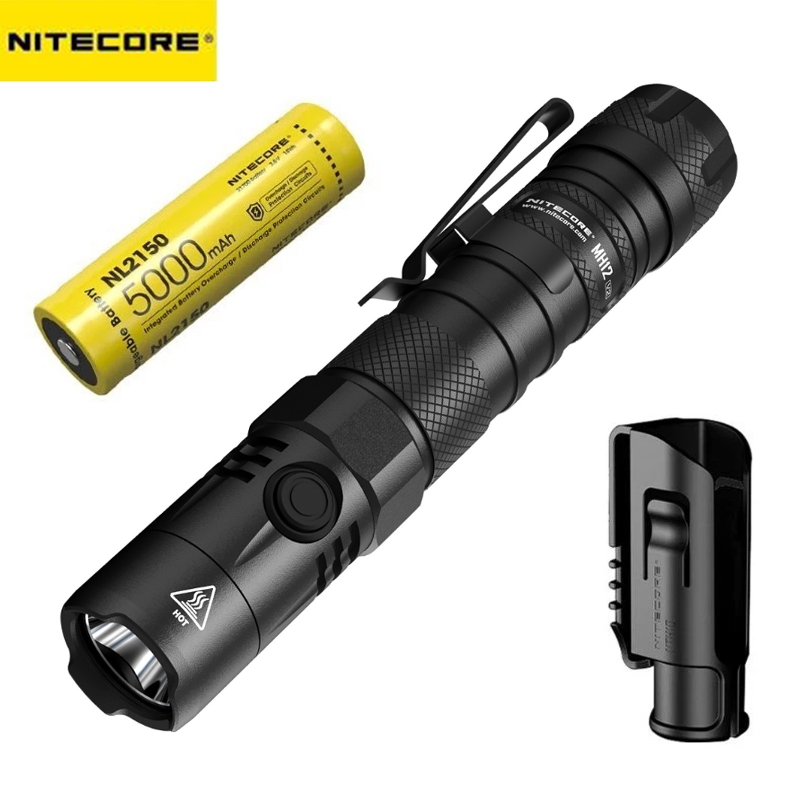 NITECORE MH12 v2 1200 LM USB-C Rechargeable Tactical Flashlight + NL2150 Battery