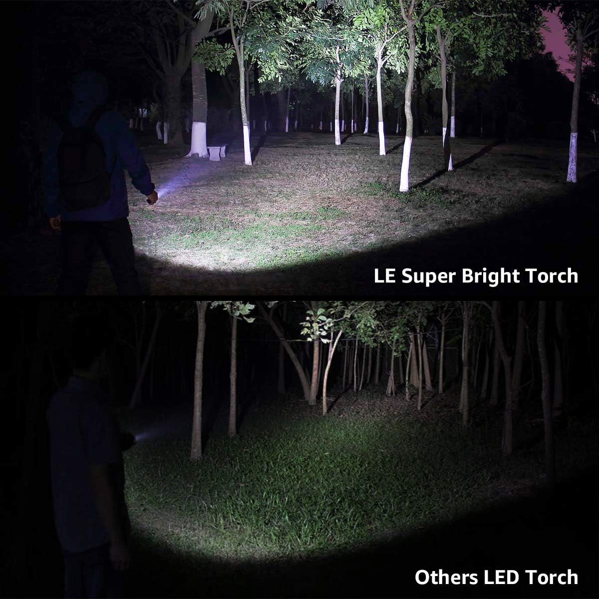 Lighting EVER 2 Pack Bright Flashlight Adjustable Focus Waterproof for Outdoor