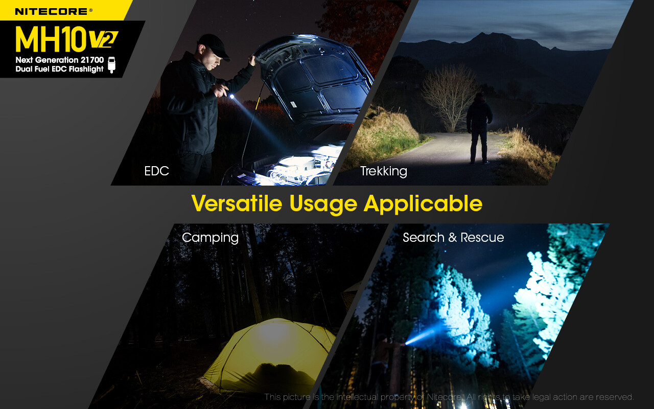 NITECORE MH10 V2 LED 1200 Lumens USB-C Rechargeable Flashlight Torch