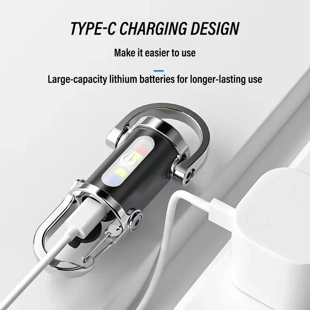 Portable Rechargeable Keychain Flashlight Power Bank Phone Charger Bright LED**