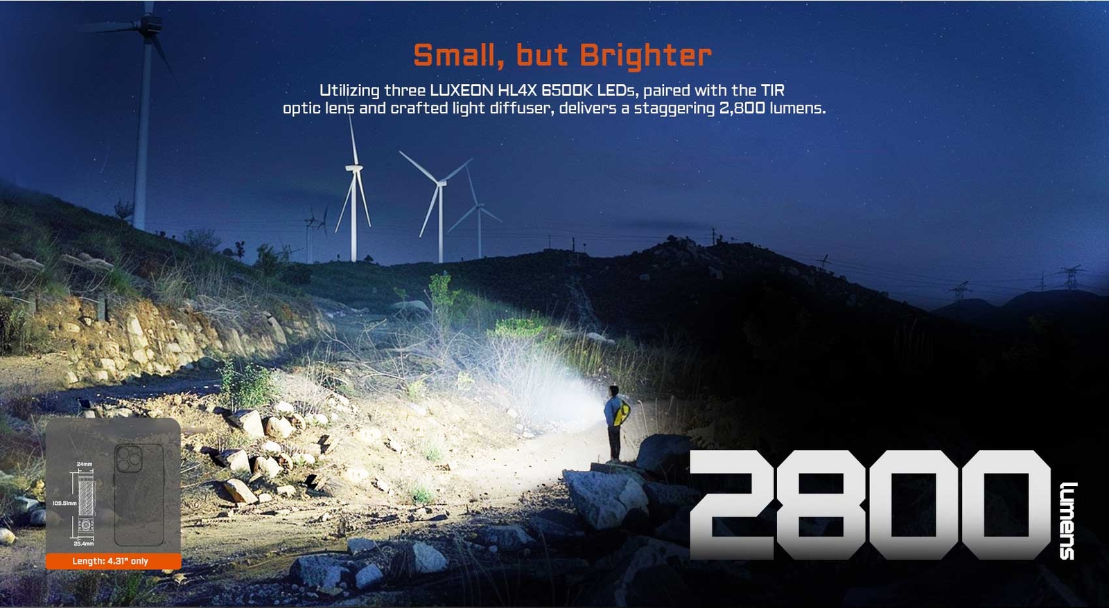 Acebeam EC20 2800 Lumens Multipurpose Rechargeable EDC Flashlight Torch – Blue