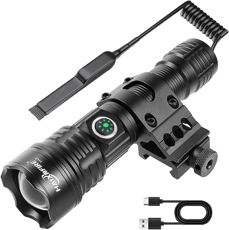 Tactical Flashlight Type-C USB Rechargeable 6000 lumens Zoomable LED Waterproof