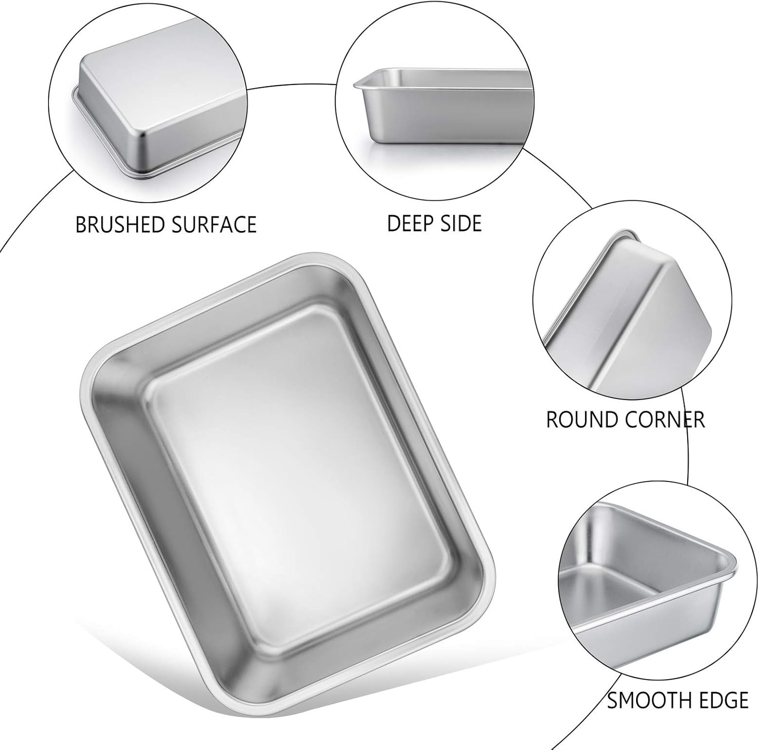TeamFar Lasagna Pan, Rectangular Cake Pan Brownie 12.75 x 10 x 3.2, Silver