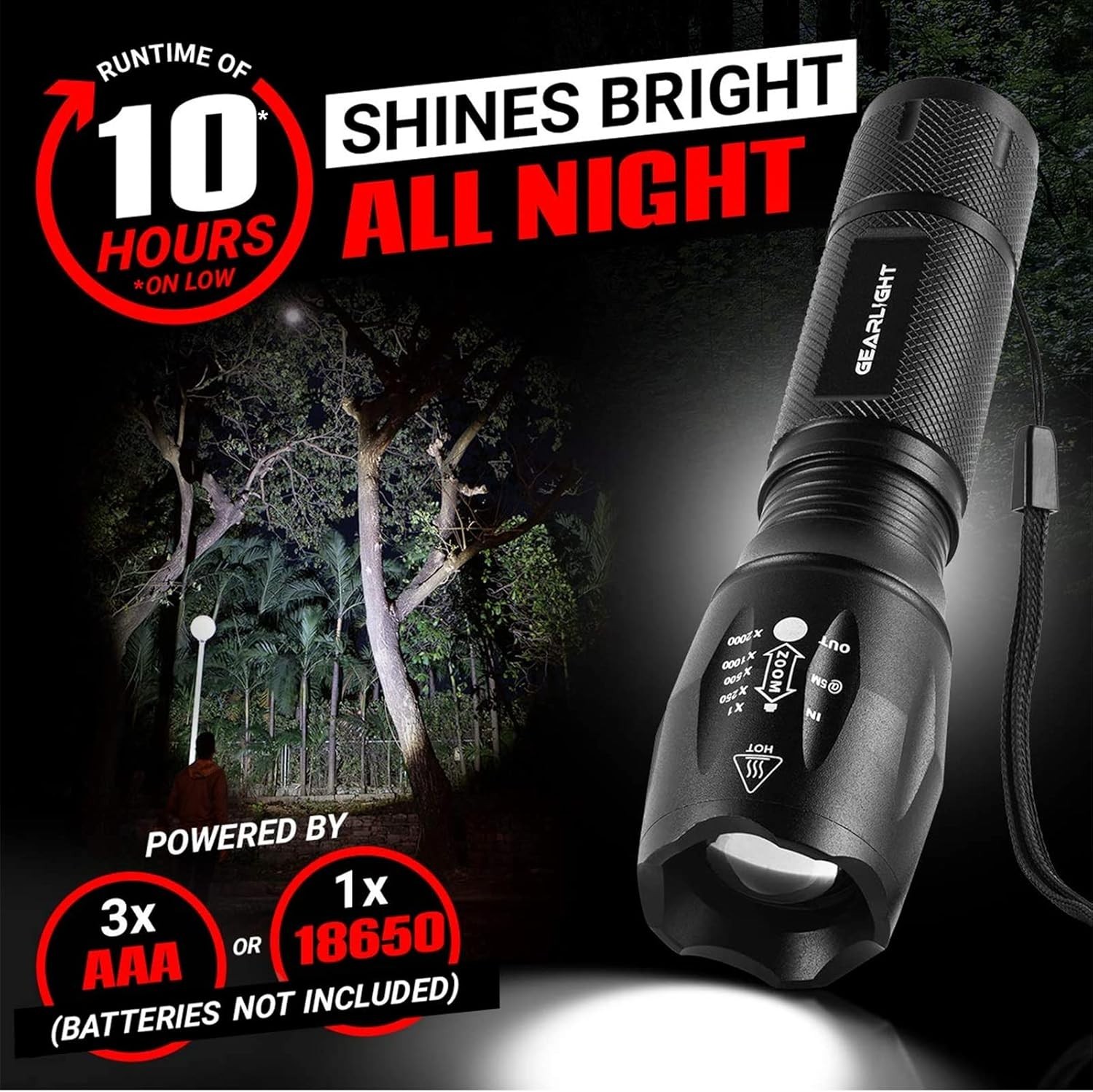 Gearlight S1000 LED Tactical Flashlight [2-PACK] – High Lumen. 5 Modes #00001