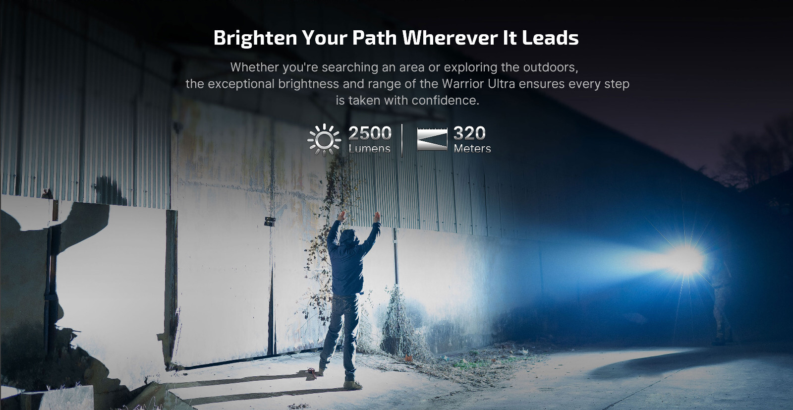 Olight Warrior Ultra 2500 Lumens Tactical Flashlight, OAL Material, 320 Meters