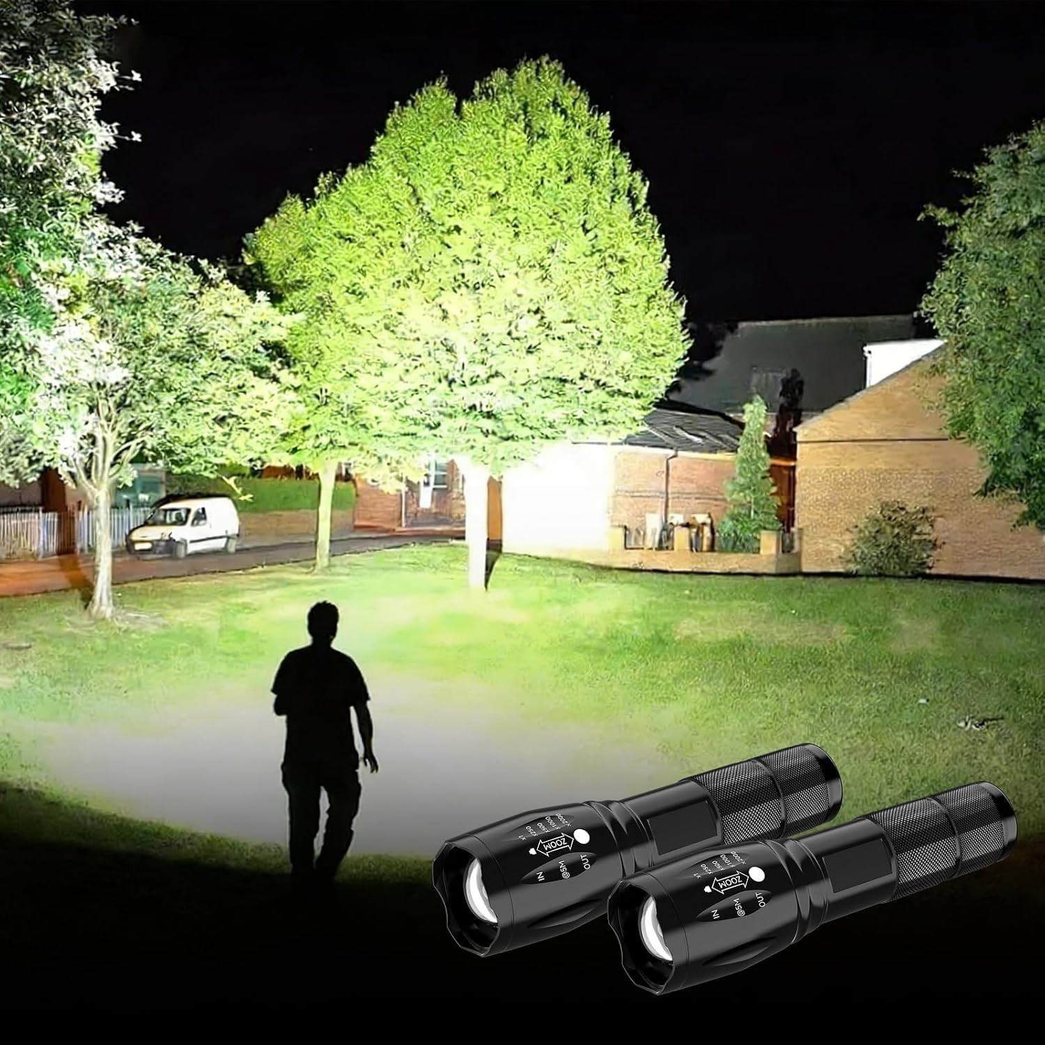 LED Flashlight 2 Pack, Small Flashlights Powerful High Lumens 5 Modes, Waterp…