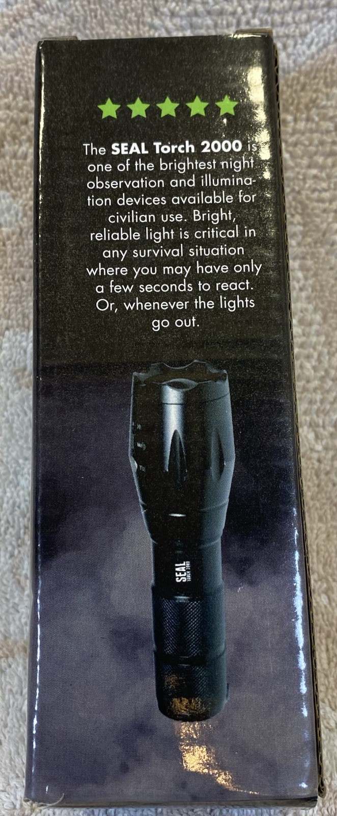 Seal Torch 2000 Lumen LED Tactical Flashlight With X2000 Zoom Submersible Black