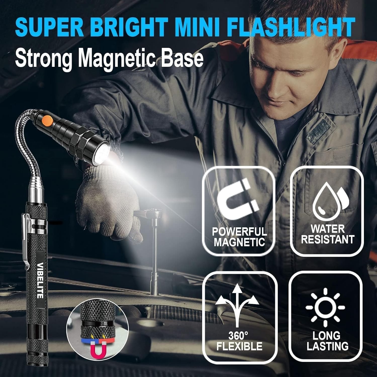 Extendable Magnetic Flashlight with Telescoping Magnet Pickup Tool-Cool Gadge…