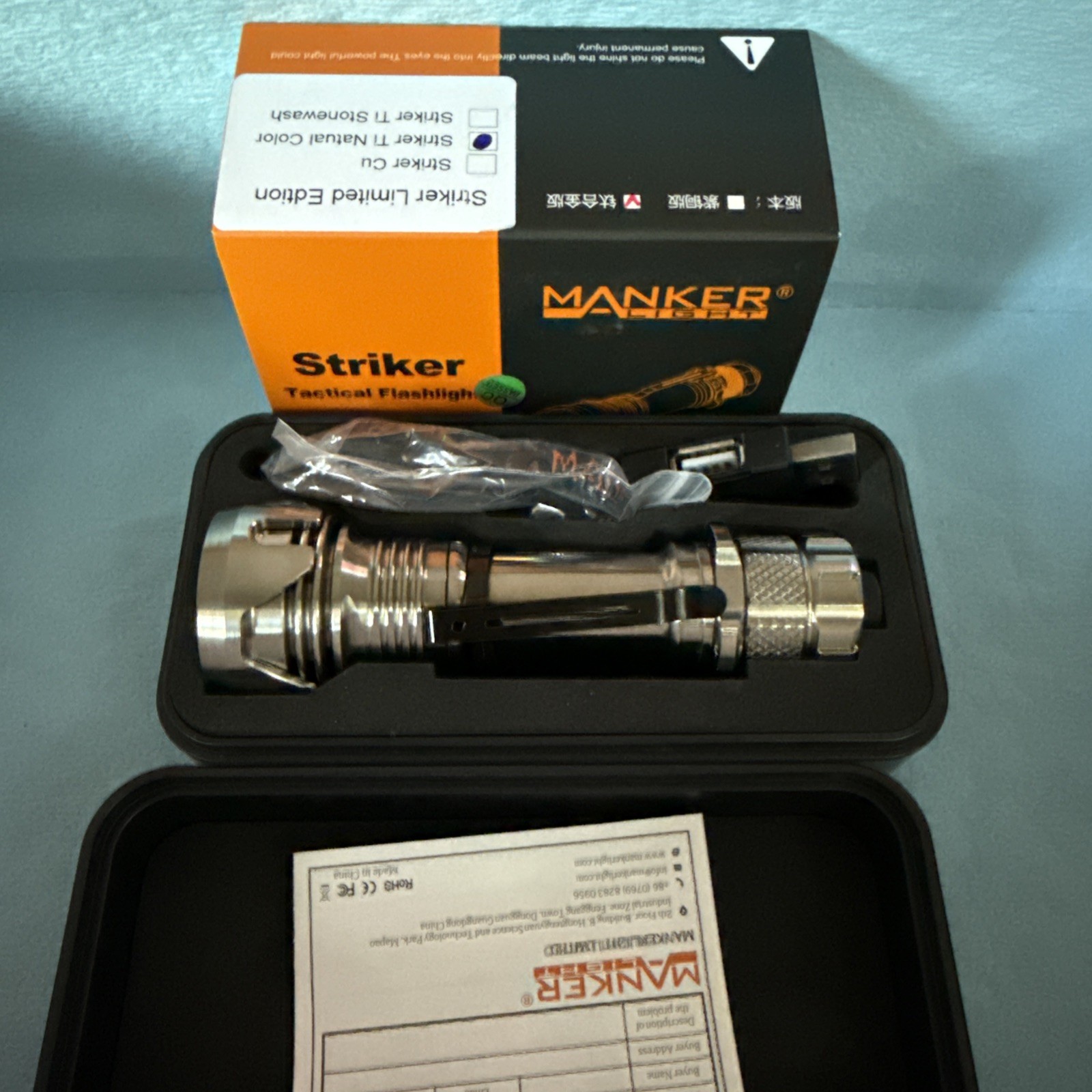 Manker Striker Titanium Flashlight 2300LM USB-C Rechargeable Tactical