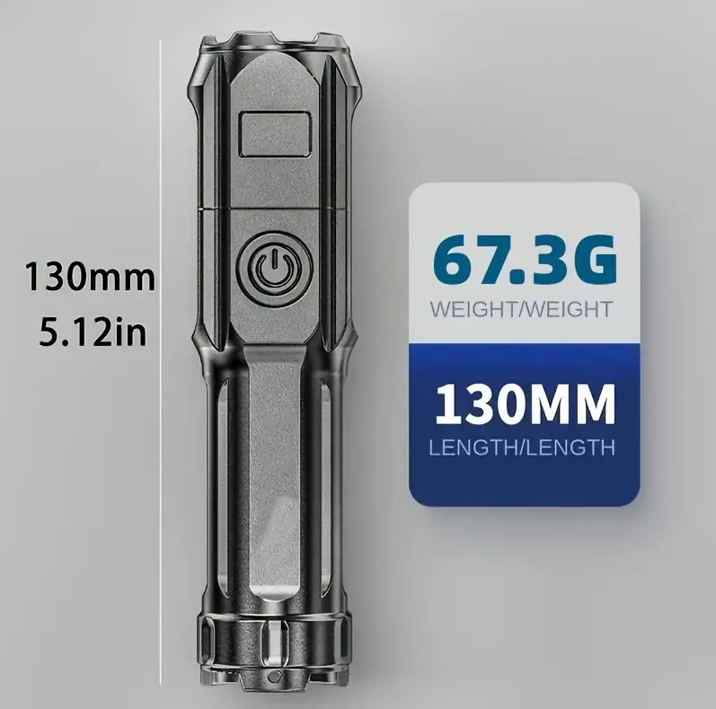 1 PC Portable Rechargeable Flashlight – Strong Light Torch for Household Use NEW