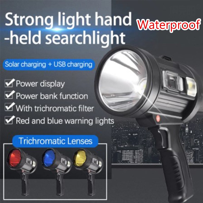 1-4PACK Solar Spotlight Flashlight Handheld Flashlight Hunting Lamp Rechargeable