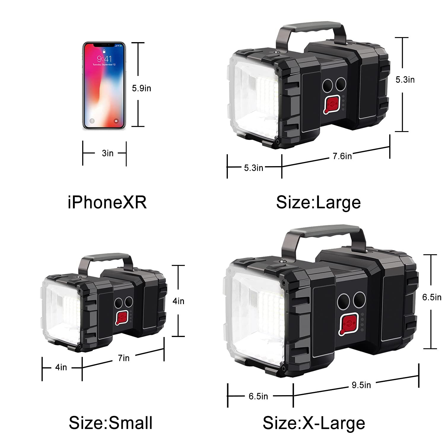 AlpsWolf Rechargeable Flashlight, LED Spotlight Flashlight 15000 Large, Black