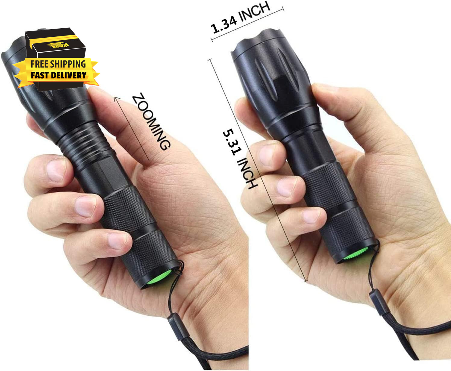 LED Flashlights, 2 Pack Tactical Flashlight High Lumens Lights with 6Pack AAA Ba