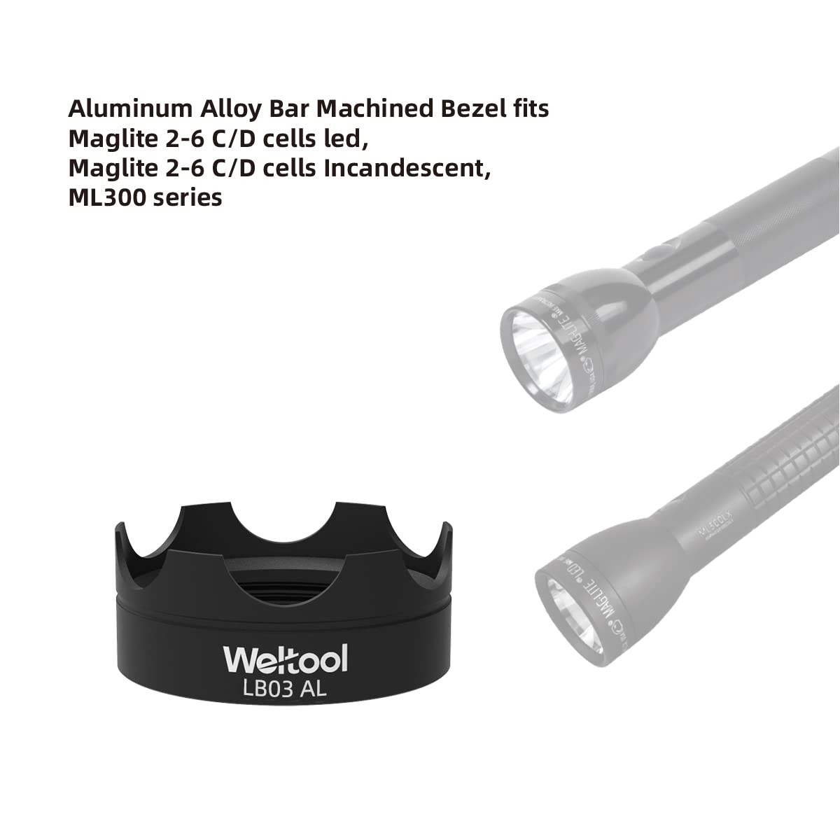 LB03 AL Tactical Cap Strike Crenulated Bezel Upgrade Compatible with Maglite …
