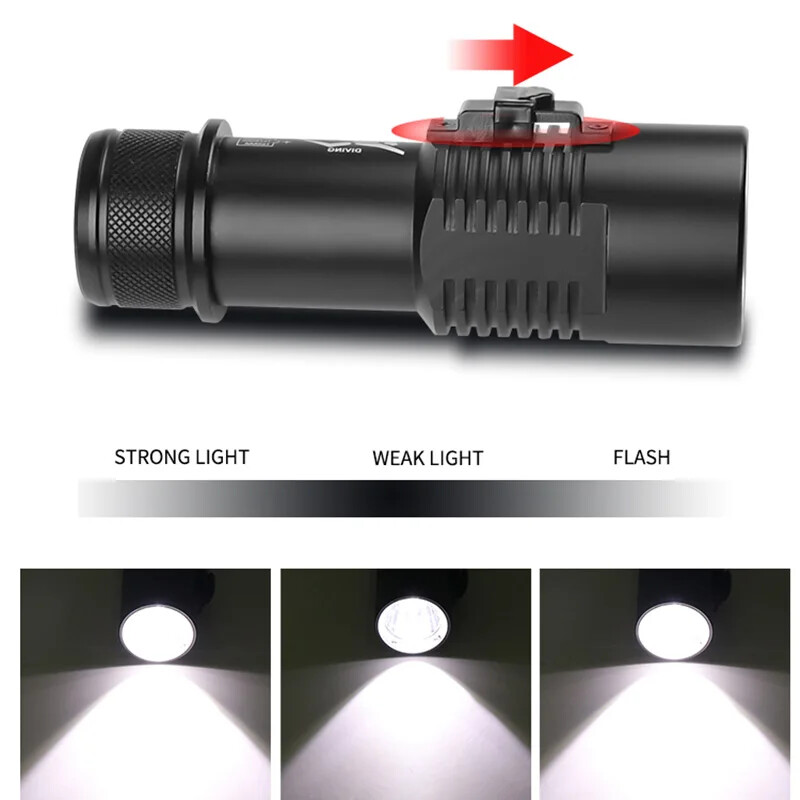 Super Bright Diving Flashlight P70 LED IPX8 Waterproof Professional Diving Light