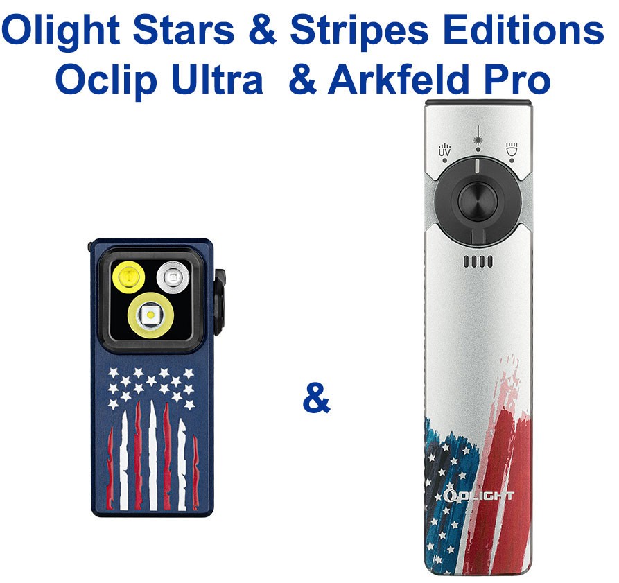 Olight Oclip Ultra Stars & Stripes Clip-On Light & Arkfeld Pro Stars & Stripes