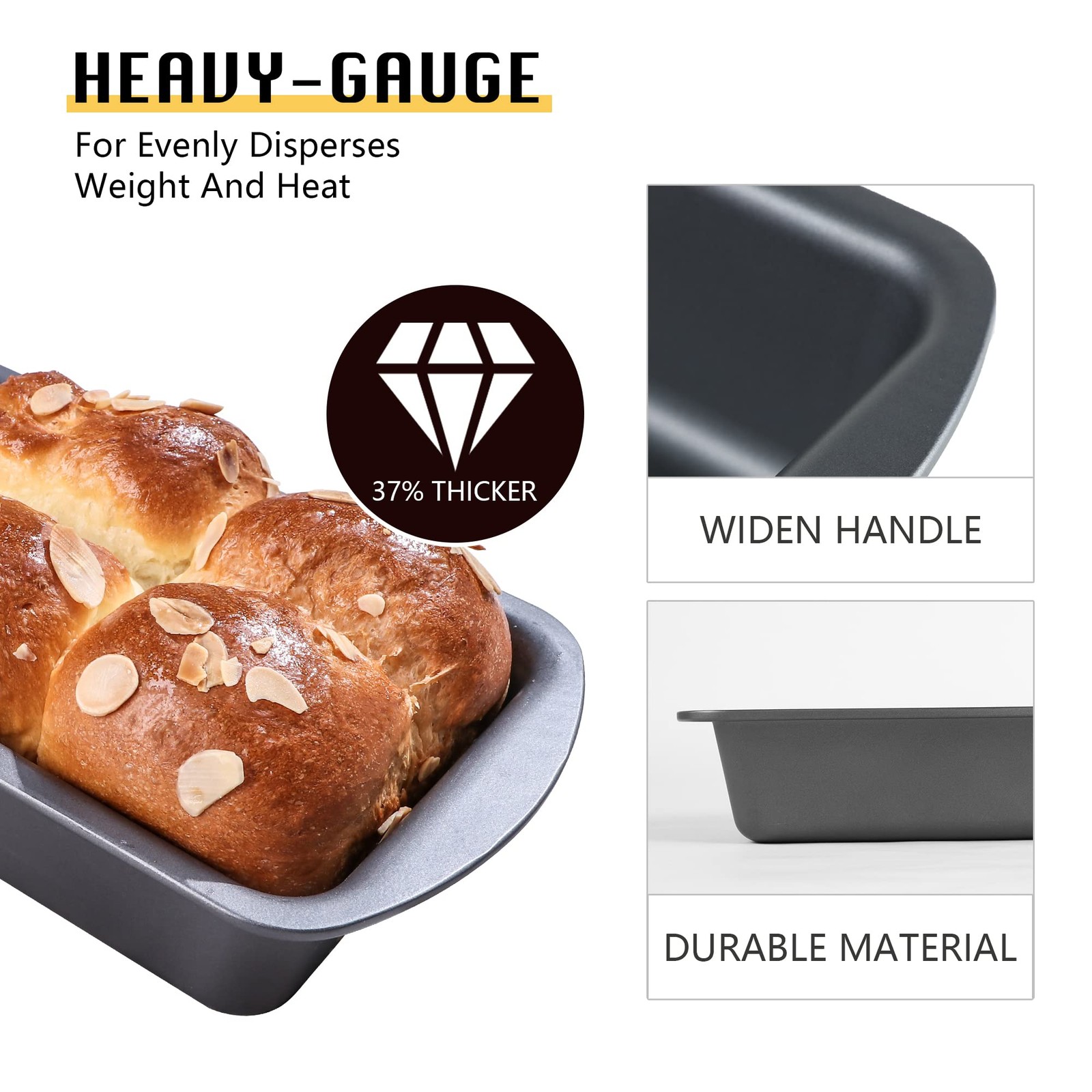 HONGBAKE 6 Pack Bread Pan 1 Lb, 8.5 x 4.5 Inch 6 x x 2.5″, Gray