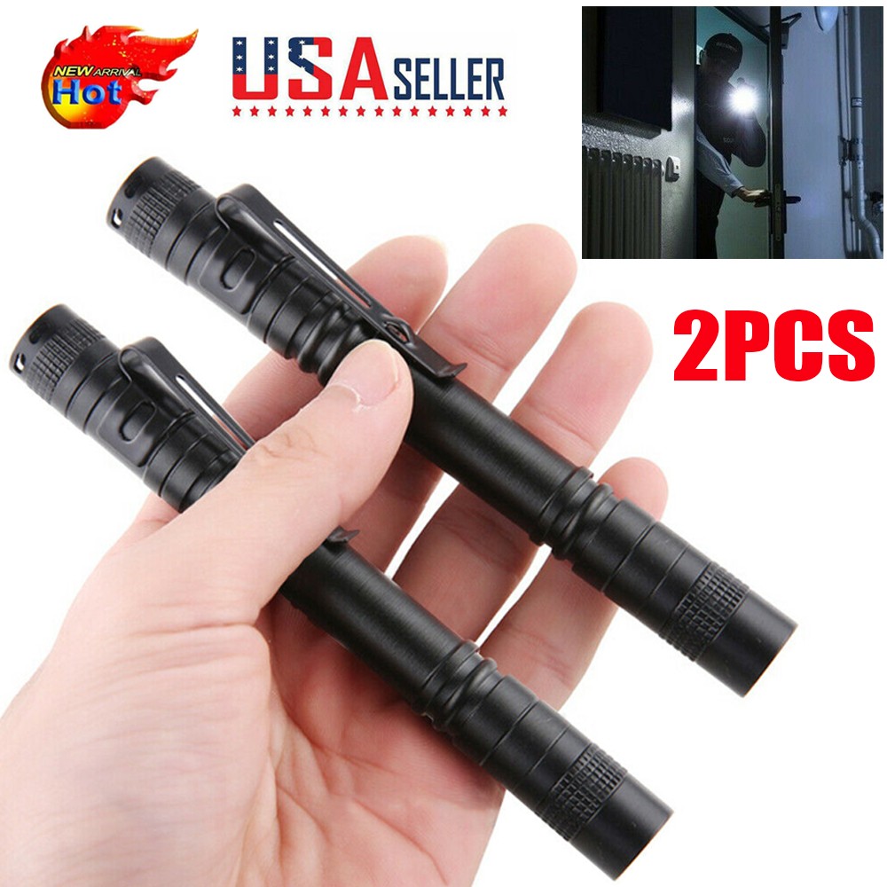 2x 990000LM Super Bright LED Pen Light Pocket Portable Torch Mini Tactical Lamp