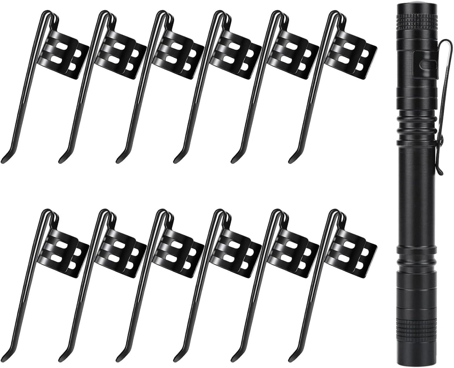20 Pieces Replacement Flashlight Clip for Removable Accessories, Black Pocket Cl