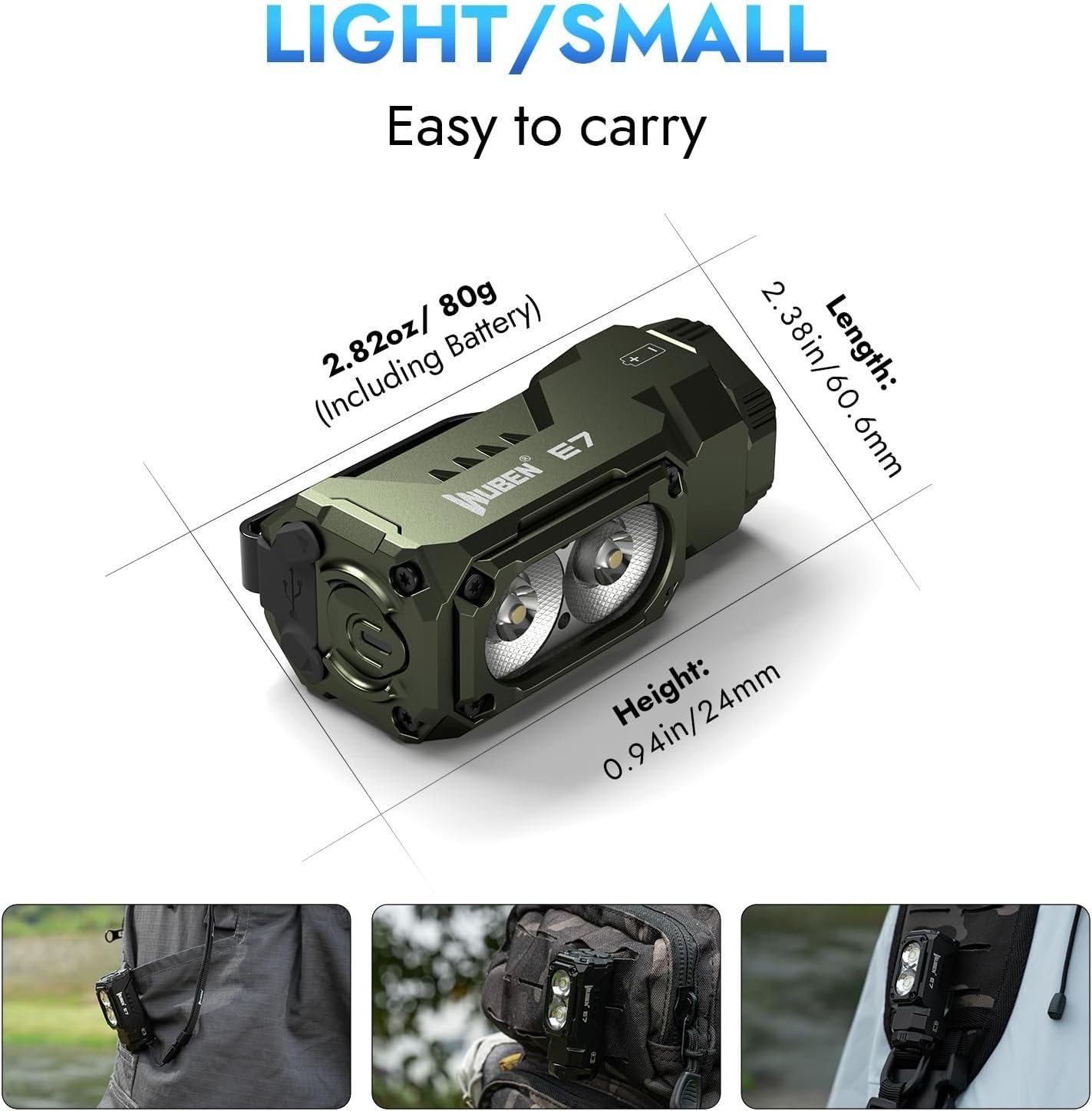E7 1800 Lumen Rechargeable Mini Flashlight with Magnet – Super Bright 6 Modes…